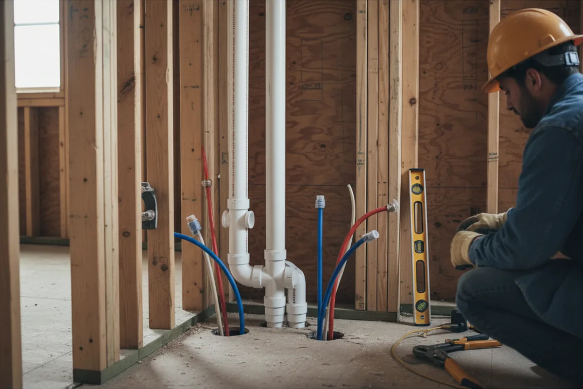 Drain and supply rough-in during Drain Cleaning in Lamoille