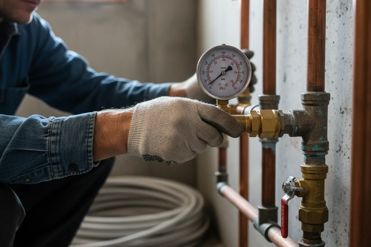 Pressure testing a repaired line during Water Line Repair in Lamoille